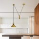 Pure Copper LED Modern / Contemporary Nordic Style Rise and Fall Pendant Light Brass Ceiling Lamp for Living Room, Study, Kitche