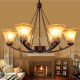 Rustic 6 bulbs Glass Lamp shade Stainless Chandelier Living Room Bedroom Restaurant Showroom Hotel