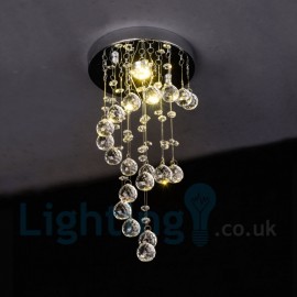 1 Light Modern K9 Crystal Round Flush Mount Ceiling Light Entrance Corridor Balcony