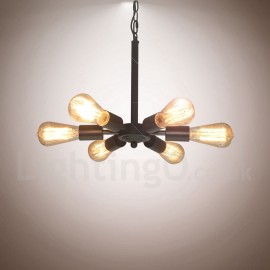 6 Light Rustic Retro Vintage Black Pendant Light Design/ LED 220V~240 /100~120V /Special for Office, Showroom, Living Room, Dinn