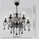 6 Light Crystal Rustic Retro Vintage Black White Blue Pendant Candle Chandelier Special for Office, Showroom, Living Room, Dinni