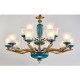 100% Brass Luxurious Rustic Retro Vintage Brass Ceramics Pendant Candle Chandelier with Glass Shades Special for Office, Showroo