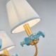100% Brass Luxurious Rustic Retro Vintage Brass Ceramics Pendant Candle Chandelier with Blue Fabric Shades Special for Office, S
