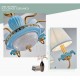 100% Brass Luxurious Rustic Retro Vintage Brass Ceramics Pendant Candle Chandelier with Blue Fabric Shades Special for Office, S