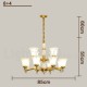 Pure Brass Luxurious Rustic Retro Vintage Brass Stone Pendant Candle Chandelier with Glass Shades Special for Hotel, Office, Sho