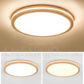 Dimmable Round Wooden LED with Lens Modern / Contemporary Nordic Style Flush Mount Wood Ceiling Light with Acrylic Shade and Rem