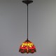 Red Dragonfly 20cm (8 inch) Handmade Rustic Retro Tiffany Pendant Light Colorful Pattern Glass Shade Bedroom Living Room Light