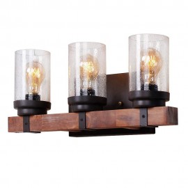 3 Light Vintage Wooden Industrial Style Wall Light for Wind Bar Loft Coffee Restaurant