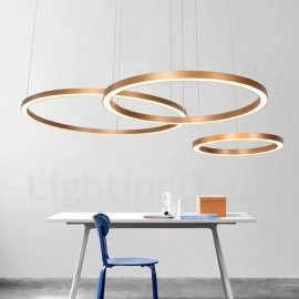 Wi-Fi Smart Dimmable Gold Rose-Gold Coffee Modern / Contemporary 3 Rings Light Aluminum Alloy Pendant Light with Acrylic Shade