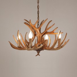 4 Light Rustic Artistic Retro Antler Antique Chandelier for Living Room, Dining Room, Bedroom, Shop, Cafes, Bar