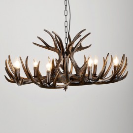 9 Light Rustic Artistic Retro Antler Black Chandelier for Living Room, Dining Room, Bedroom, Shop, Cafes, Bar