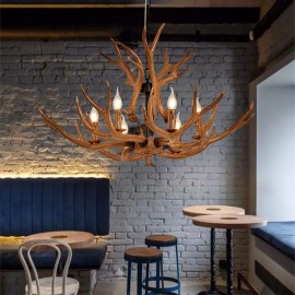 6 Light Rustic Artistic Retro Antler Antique Chandelier for Living Room, Dining Room, Bedroom, Shop, Cafes, Bar