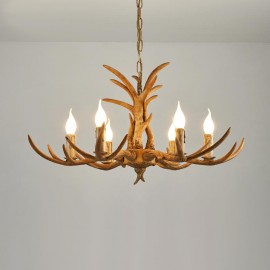 6 Light Rustic Artistic Retro Antler Antique Chandelier for Living Room, Dining Room, Bedroom, Shop, Cafes, Bar