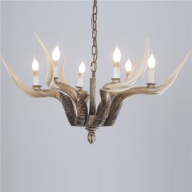 6 Light Rustic Artistic Retro Antler Antique Chandelier for Living Room, Dining Room, Bedroom, Shop, Cafes, Bar