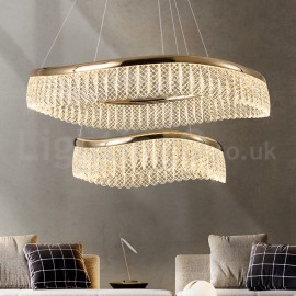 LED Crystal Pendant Lights Lighting Modern 2 Rings Three Sides K9 Crystal Indoor Ceiling Lights Lamp Fixtures